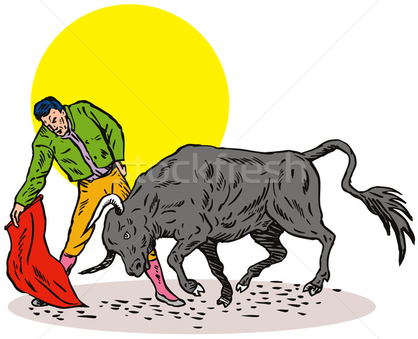 Bullfighter charging bull Stock photo © patrimonio