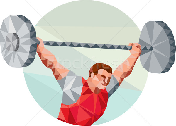 Weightlifter Lifting Barbell Circle Low Polygon Stock photo © patrimonio