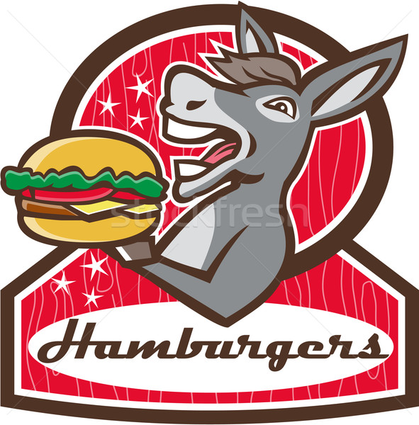 Osioł burger diner retro ilustracja Zdjęcia stock © patrimonio