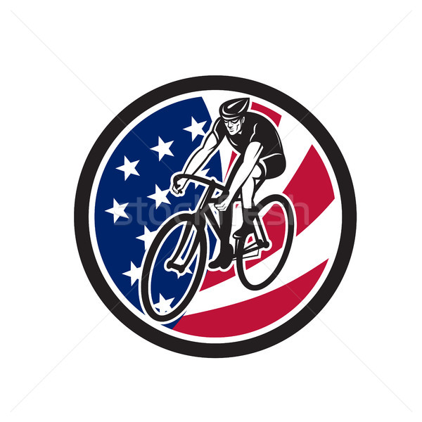 American Cyclist Cycling USA Flag Icon Stock photo © patrimonio