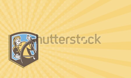 Stock photo: Plumber Worker With Adjustable Wrench Cartoon