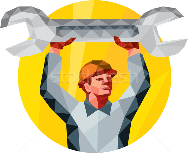 Mechanic Spanner Wrench Circle Low Polygon Stock photo © patrimonio