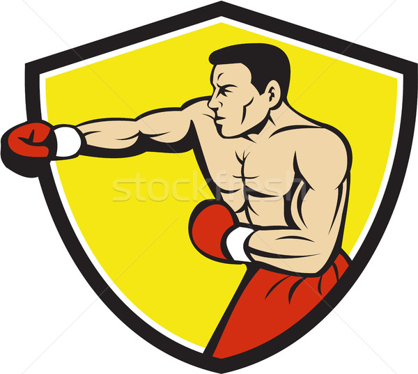 Boxeur crête cartoon illustration gants de boxe [[stock_photo]] © patrimonio