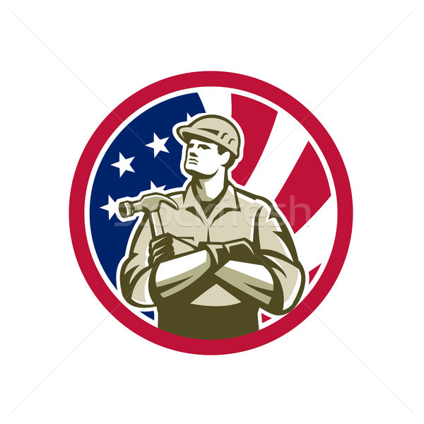 American Carpenter USA Flag Icon Stock photo © patrimonio