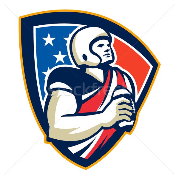 American Gridiron Quarterback Ball Crest Stock photo © patrimonio