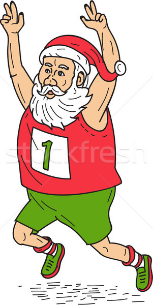 Santa Claus Father Christmas Running Marathon Cartoon Stock photo © patrimonio