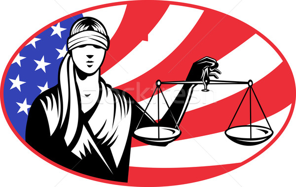 Stock photo: lady blindfold scales of justice american flag