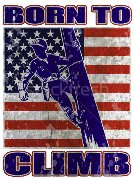 American power lineman electrician repairman retro Stock photo © patrimonio
