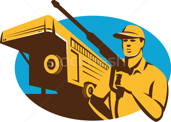 Pressão máquina de lavar limpador trabalhador retro ilustração Foto stock © patrimonio