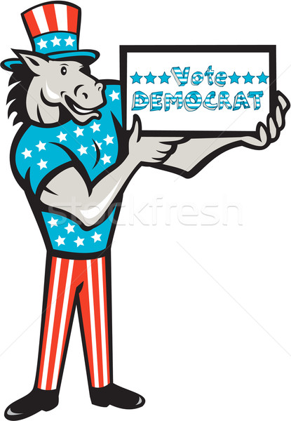 Votar democrata burro mascote em pé desenho animado Foto stock © patrimonio