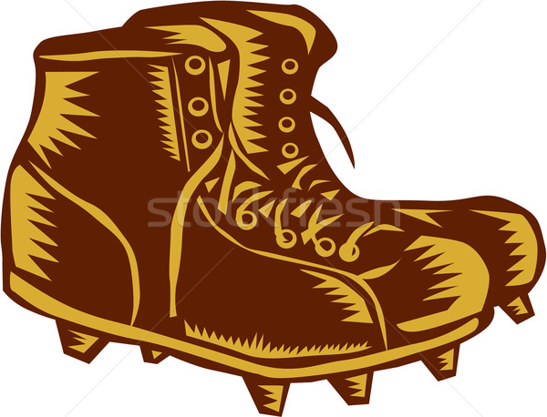 Vintage Football Boots Woodcut Stock photo © patrimonio