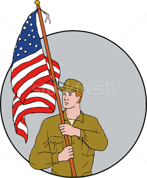 Amerykański żołnierz USA banderą kółko Zdjęcia stock © patrimonio