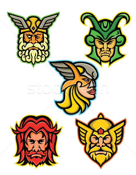 Stock photo: Norse Gods Mascot Collection