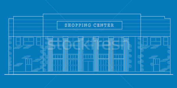 shopping center building front blue print Stock photo © patrimonio