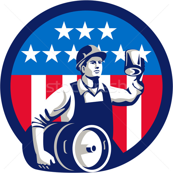 アメリカン ビルダー ビール フラグ サークル レトロな ストックフォト © patrimonio