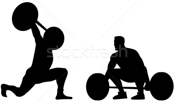 Stock photo: Weightlifters Silhouette 
