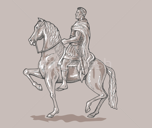 Roman cesarz żołnierz jazda konna konia strony Zdjęcia stock © patrimonio