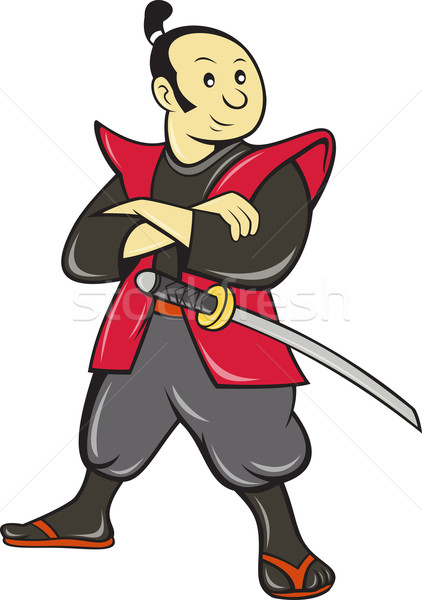 Japonês samurai guerreiro espada ilustração desenho animado Foto stock © patrimonio