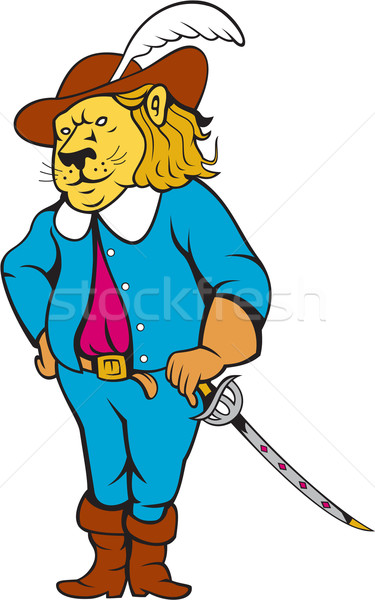 Mosqueteiro leão seis espada desenho animado ilustração Foto stock © patrimonio