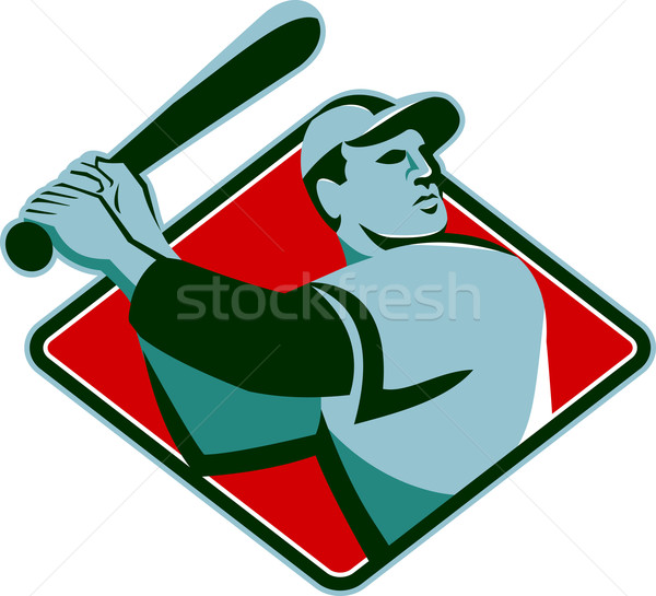 Baseball Player with Bat Batting Retro Style Stock photo © patrimonio