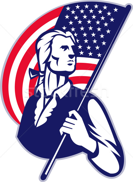 Patriot Minuteman With American Stars and Stripes Flag Stock photo © patrimonio