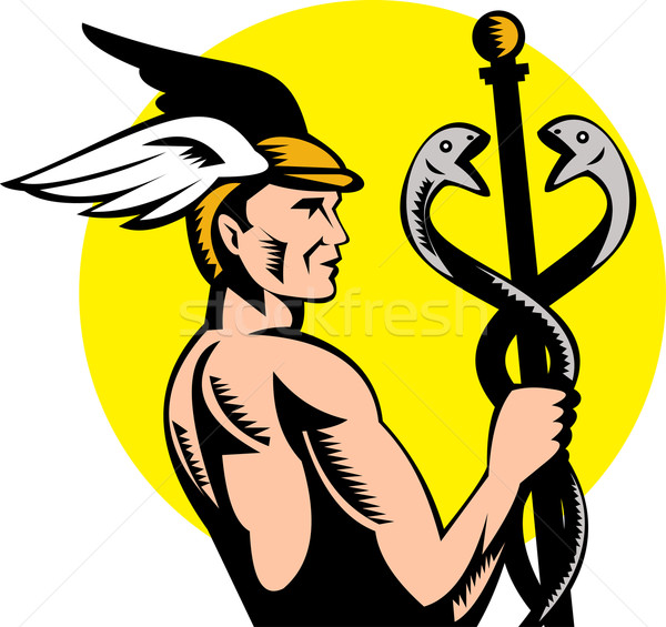Hermes or mercury holding a caduceus Stock photo © patrimonio