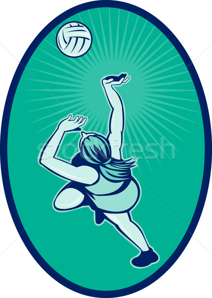 Netball player rebounding jumping for bal Stock photo © patrimonio