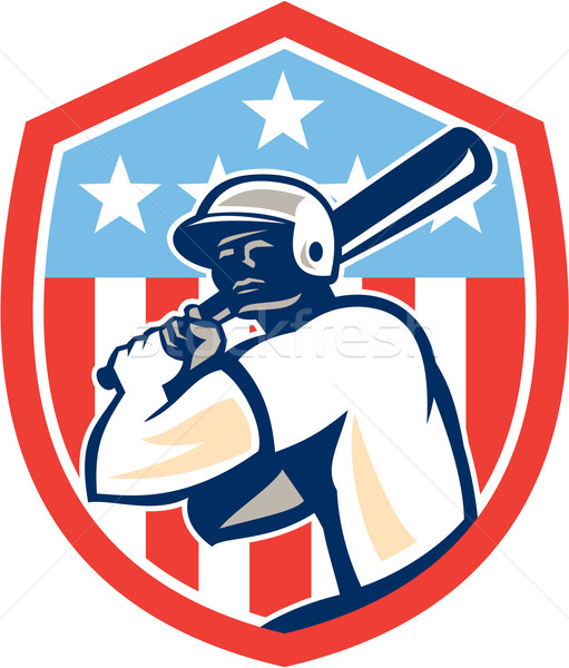 Stock photo: American Baseball Batter Hitter Shield Retro