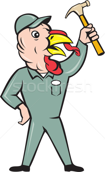 Stock photo: Turkey Builder Hammer Standing Cartoon