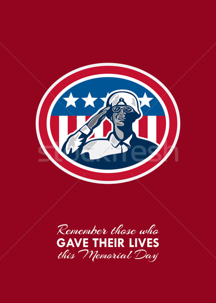  Memorial Day Greeting Card African American Soldier Salute Flag Stock photo © patrimonio
