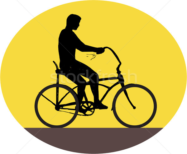 Foto stock: Hombre · equitación · fácil · bicicleta · silueta · oval