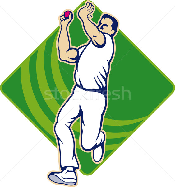 Krykieta melonik bowling ball front ilustracja gracz Zdjęcia stock © patrimonio