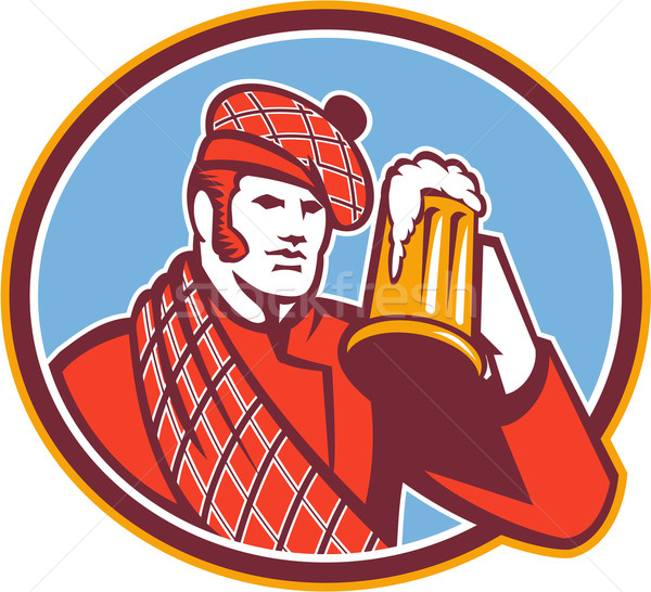 Scotsman Beer Drinker Mug Retro Stock photo © patrimonio