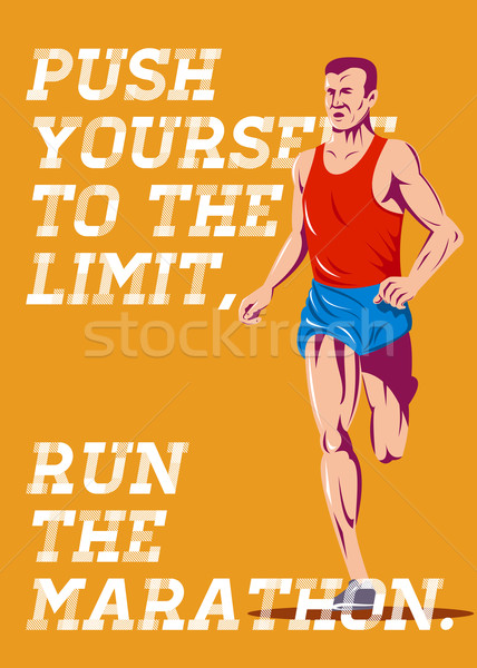 Maraton lökés korlát poszter üdvözlőlap illusztráció Stock fotó © patrimonio