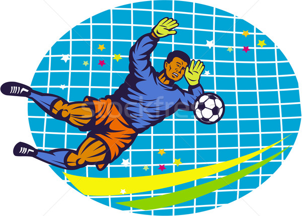 Goalie calcio retro illustrazione obiettivo Foto d'archivio © patrimonio