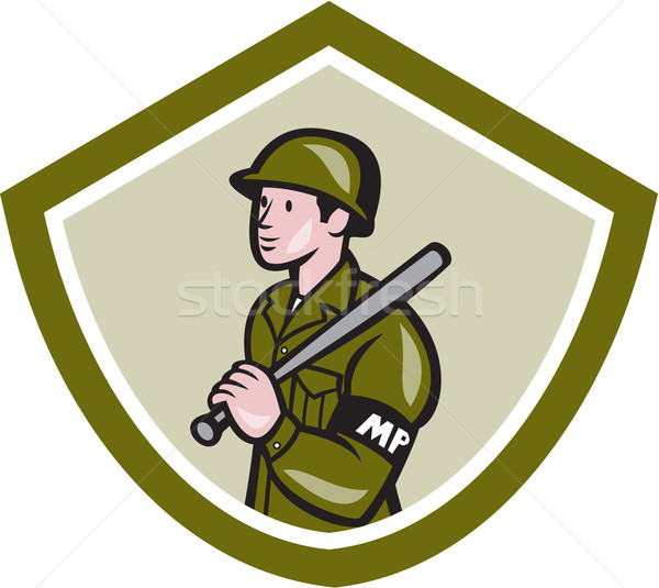 Military Police With Night Stick Baton Shield Stock photo © patrimonio