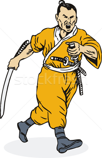 Courir samouraïs guerrier illustration [[stock_photo]] © patrimonio