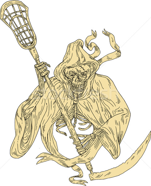 [[stock_photo]]: Sinistre · lacrosse · bâton · dessin · croquis · style