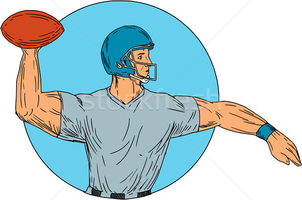 Quarterback QB Throwing Ball Motion Circle Drawing Stock photo © patrimonio