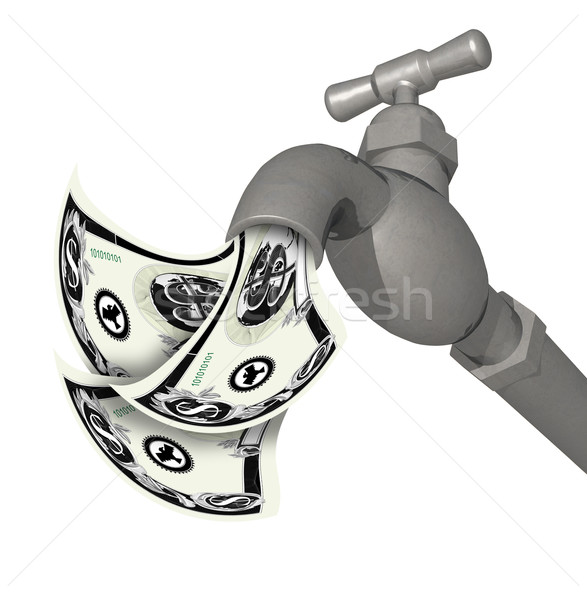 water faucet tap 3D render with money Stock photo © patrimonio