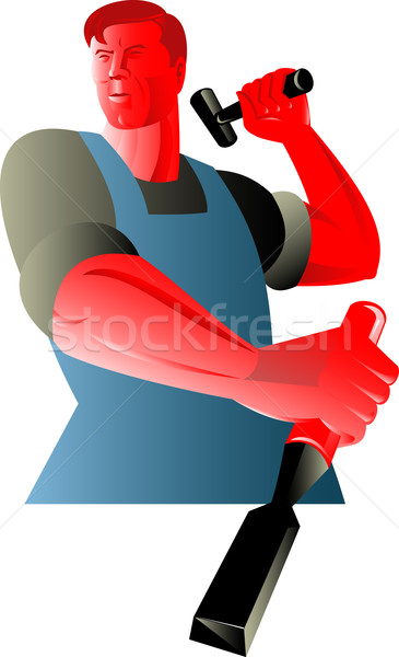 Stolarz handlowiec pracownika dłuta młotek ilustracja Zdjęcia stock © patrimonio