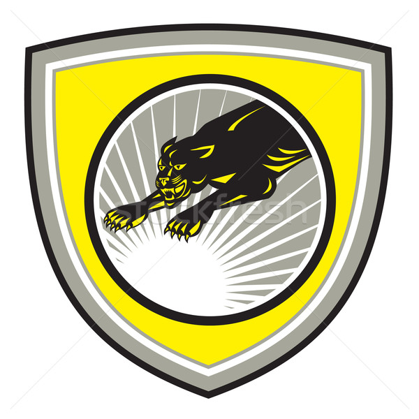 Stock photo: Panther Big Cat Growling Crest