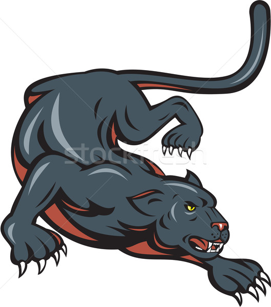 Zwarte panter hurken cartoon stijl illustratie Stockfoto © patrimonio