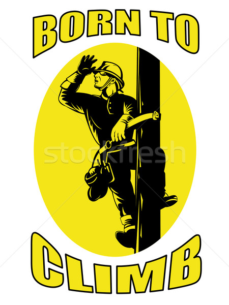 American power lineman electrician repairman retro Stock photo © patrimonio