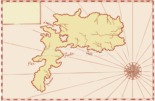 Vintage карта острове иллюстрация Карта сокровищ Сток-фото © patrimonio