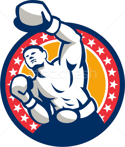 Boxer Boxen Retro Illustration Set innerhalb Stock foto © patrimonio