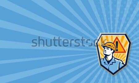 Stock photo: Contractor Construction Worker Caution Sign Retro