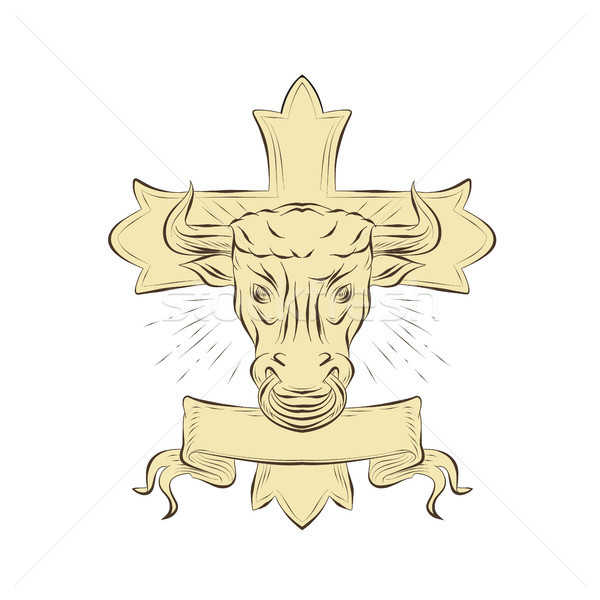 Taurus Bull Christian Cross Drawing Stock photo © patrimonio
