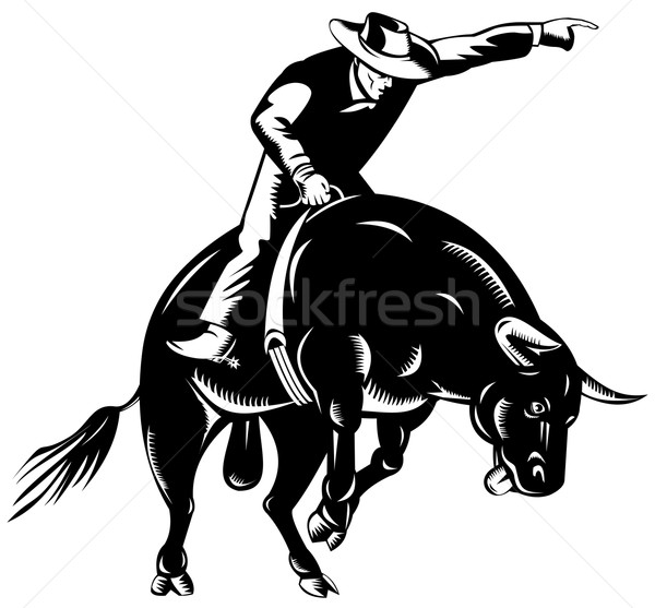 Rodeo Cowboy Bull Riding Retro Stock photo © patrimonio