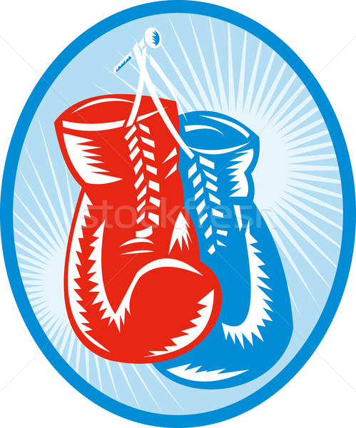 Сток-фото: красный · синий · боксерские · перчатки · иллюстрация · спорт